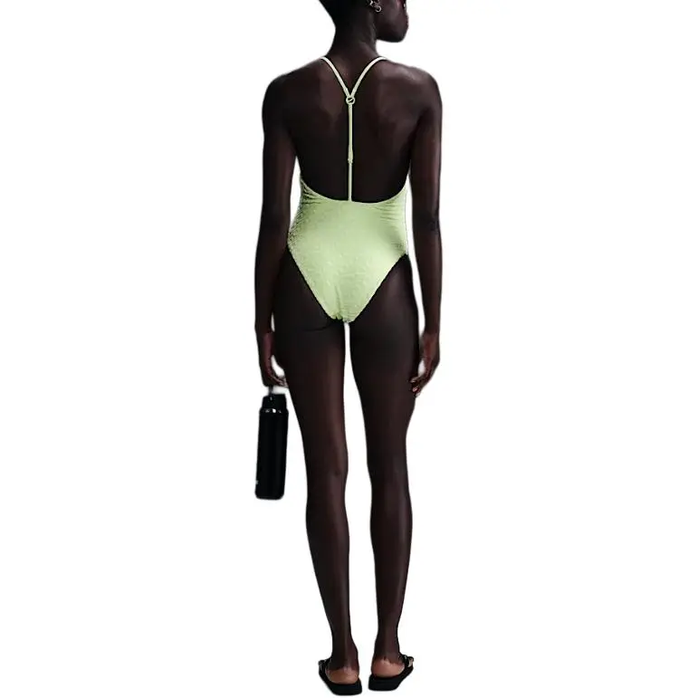 Nike Swoosh One piece Swimsuit Women's Light Yellow/Black-1