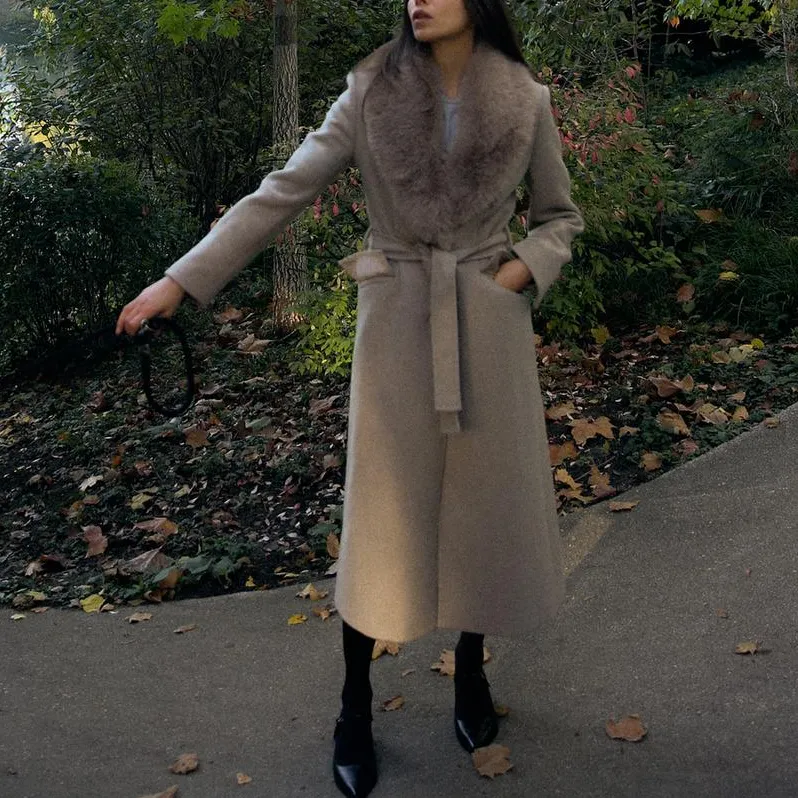 ZARA Coats Women's Light Khaki-4