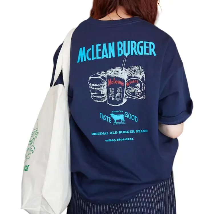FREAK'S STORE x McLEAN Old Burger Stand T Shirt Unisex Marine Blue-1