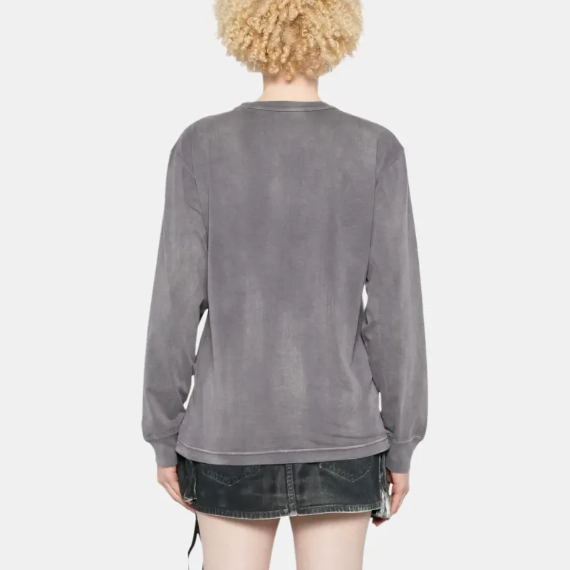 Alexander Wang Essential Puff Logo Jersey Long Sleeve Tee Washed Asphalt-2
