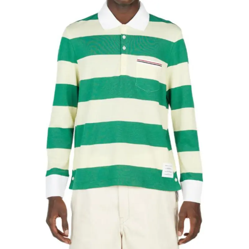 THOM BROWNE Polo Shirts Men Yellow Green-5