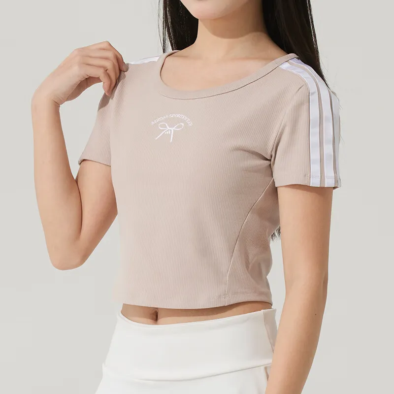 Adidas T Shirt Women's Gray Tan Brown-2