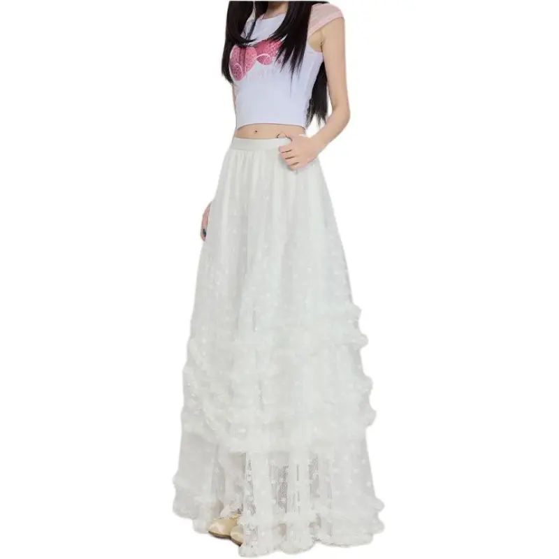 Concubine Zhu Casual Long Skirt Women's White-2