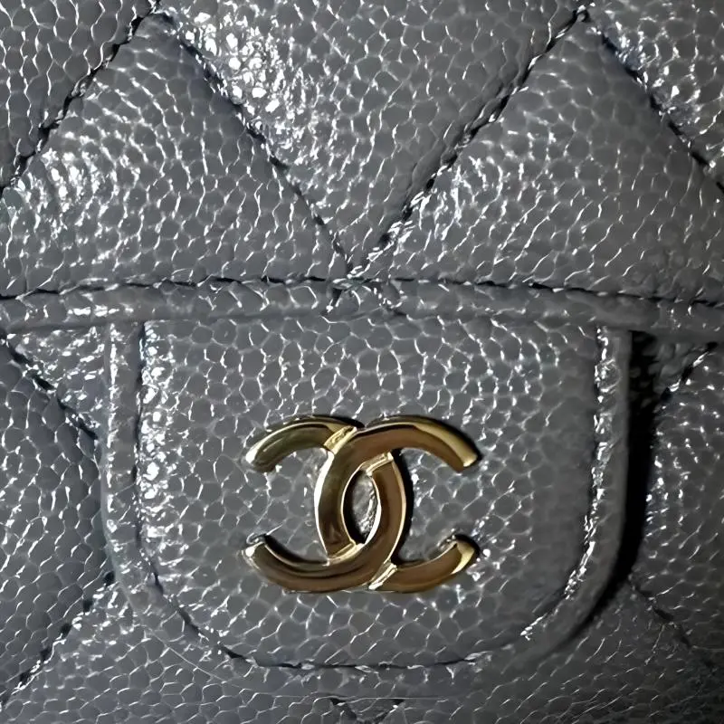 CHANEL Grain Embossed Calfskin Coin Purse, Wallet, Card Holder Women's Dark Gray-3