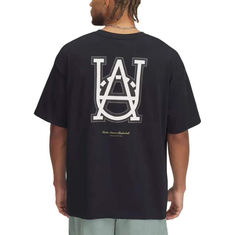 Under Armour Heavyweight Hoops Courtside Short Sleeve T Shirt Men's Black/Stone Color-1