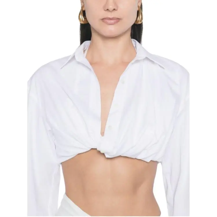 Jacquemus Twist Detailed Cropped Shirt-5