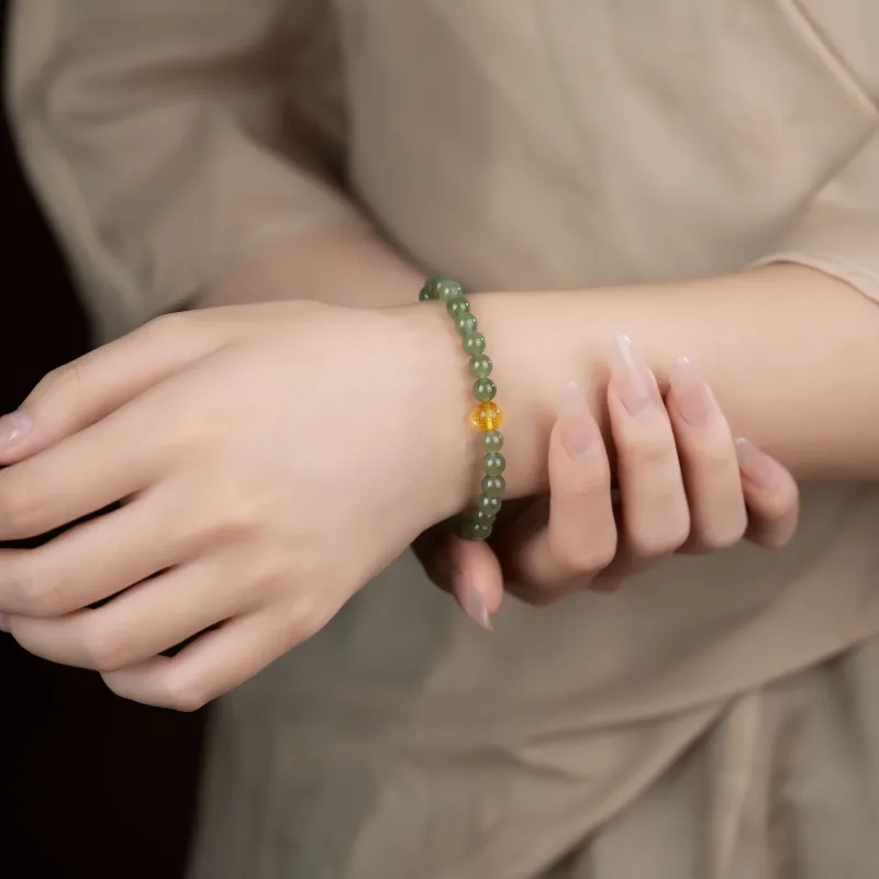Yo sheng Hetian Jade Bracelets Green Jade Women's-2