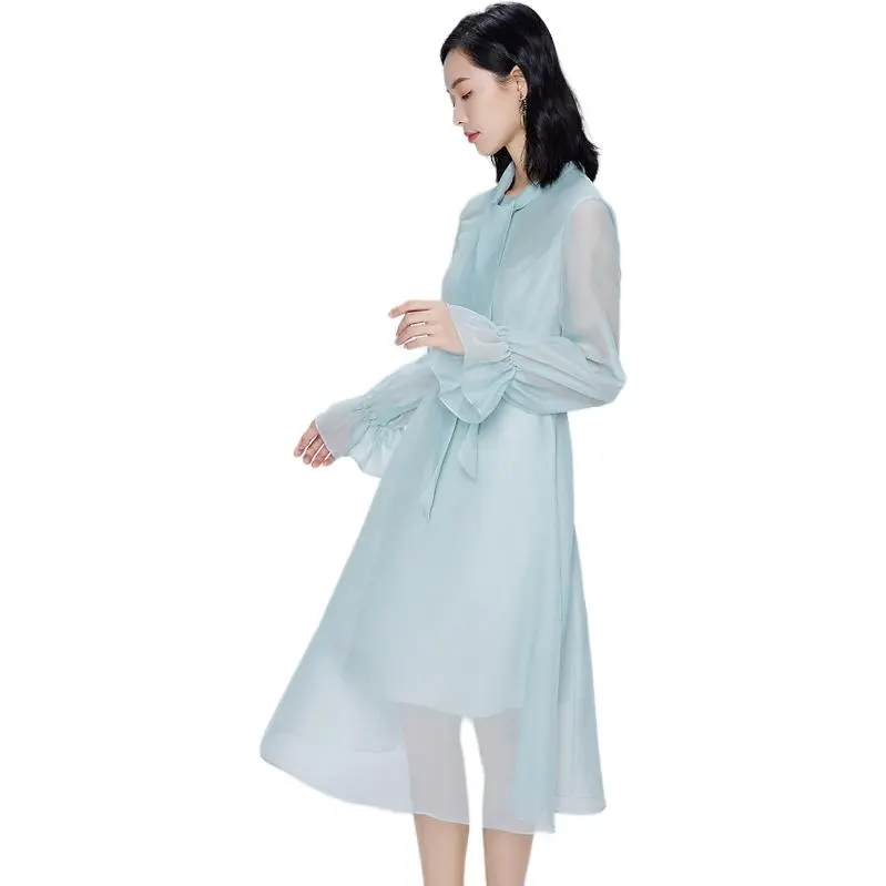 BBLLUUEE Long Sleeved Dress Women's Ice Green-4