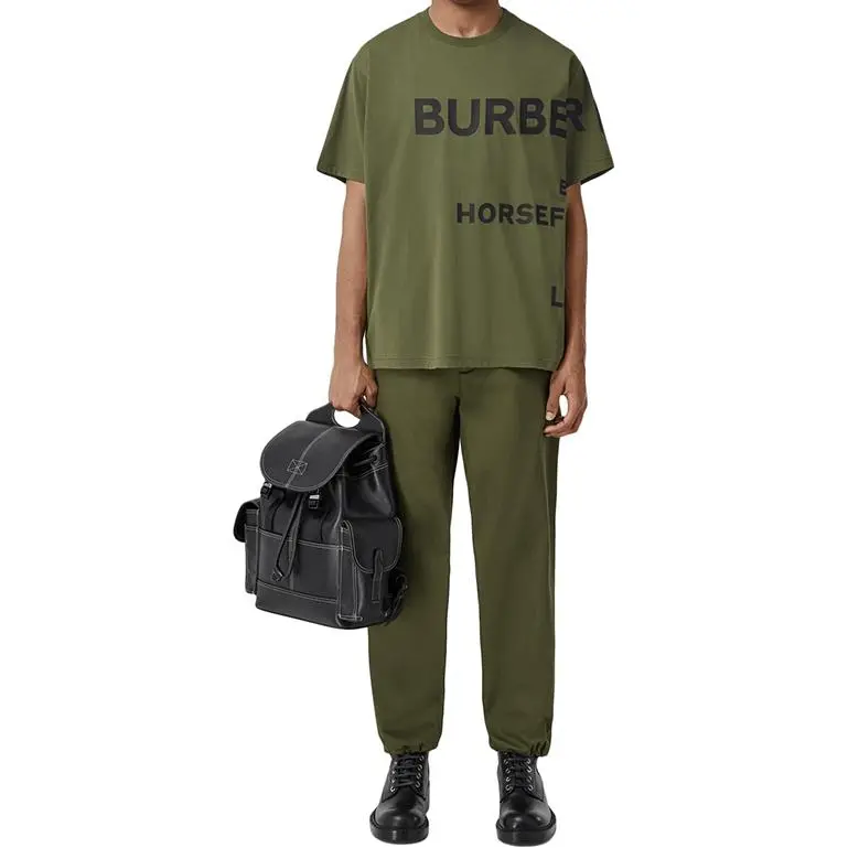 Burberry Horseferry Print Cotton Oversized T-shirt Olive/Black-1