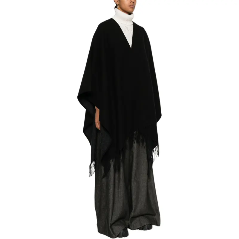 Valentino Open Front Fringed Edge Cape-3
