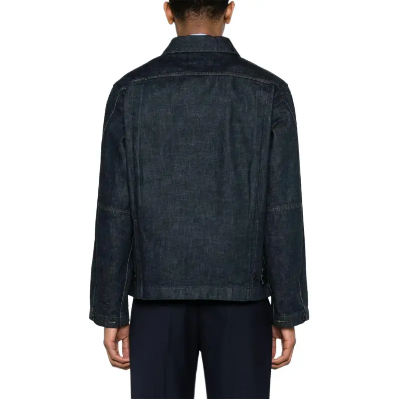 Lemaire Boxy Collared Button Up Denim Jacket-4