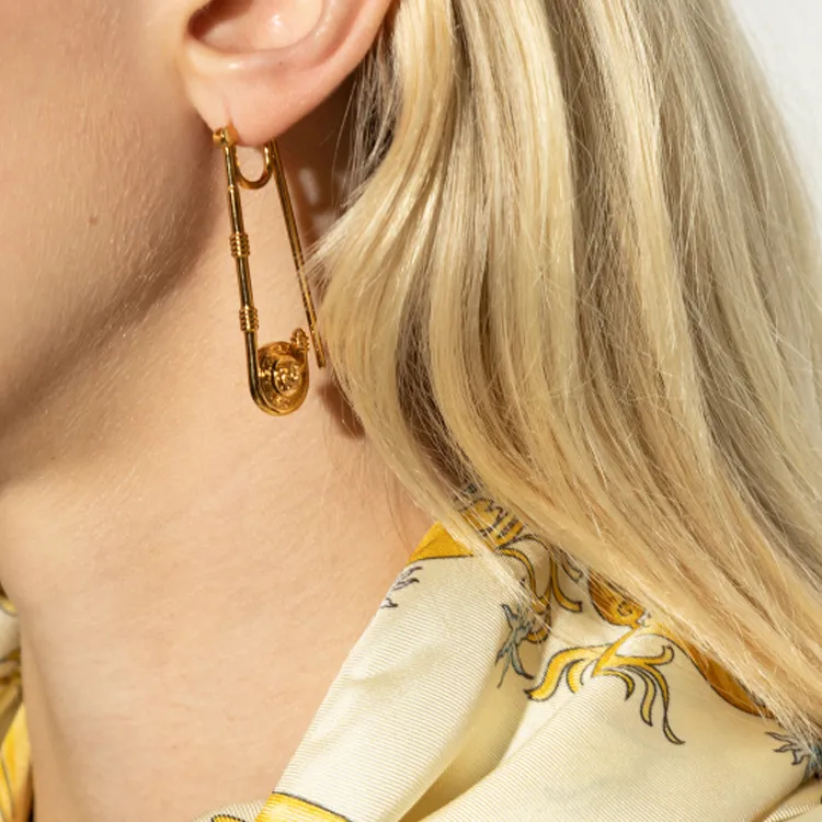 VERSACE Safety Pin Earrings-3