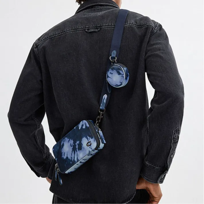 COACH Charter Pebbled Leather Shoulder Bag Crossbody Bag Mini Men's Midnight Navy-4