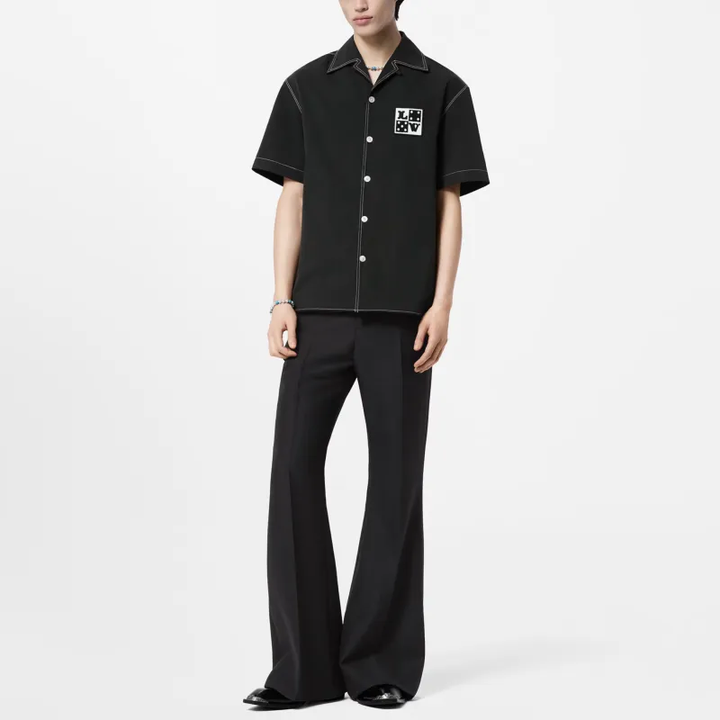 LOUIS VUITTON Embroidered Short Sleeved Cotton Shirt-1