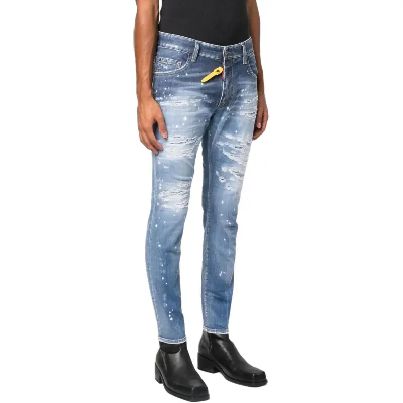 DSQUARED 2 Logo Patch Distressed Slim Cut Jeans-5