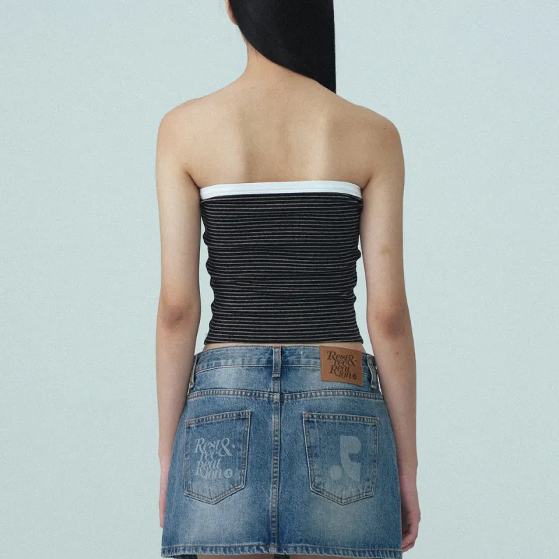 Rest&Recreation SS25 STRIPE TUBE TOP Strapless Top Women's Black-6