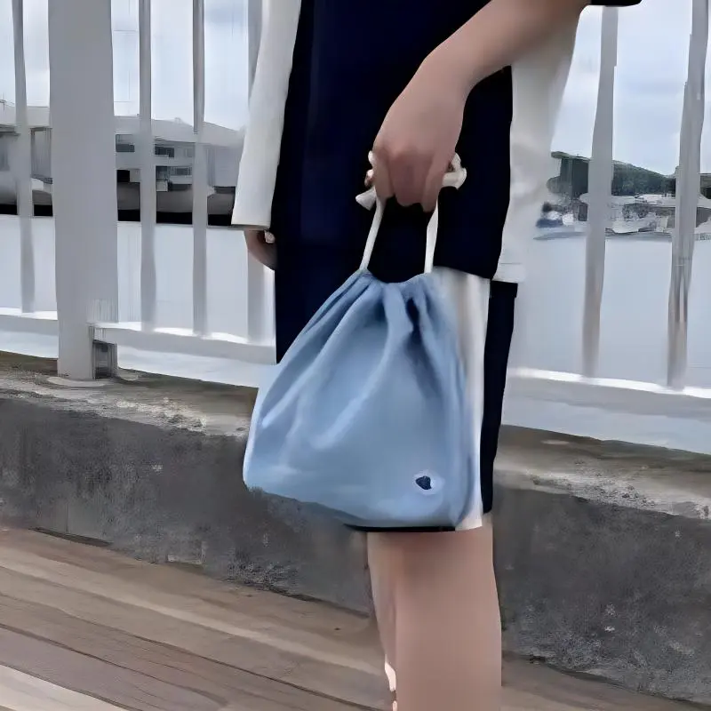 Champion Cotton Drawstring Bag Shoulder Bag Regular Unisex Stone Wash Blue-2