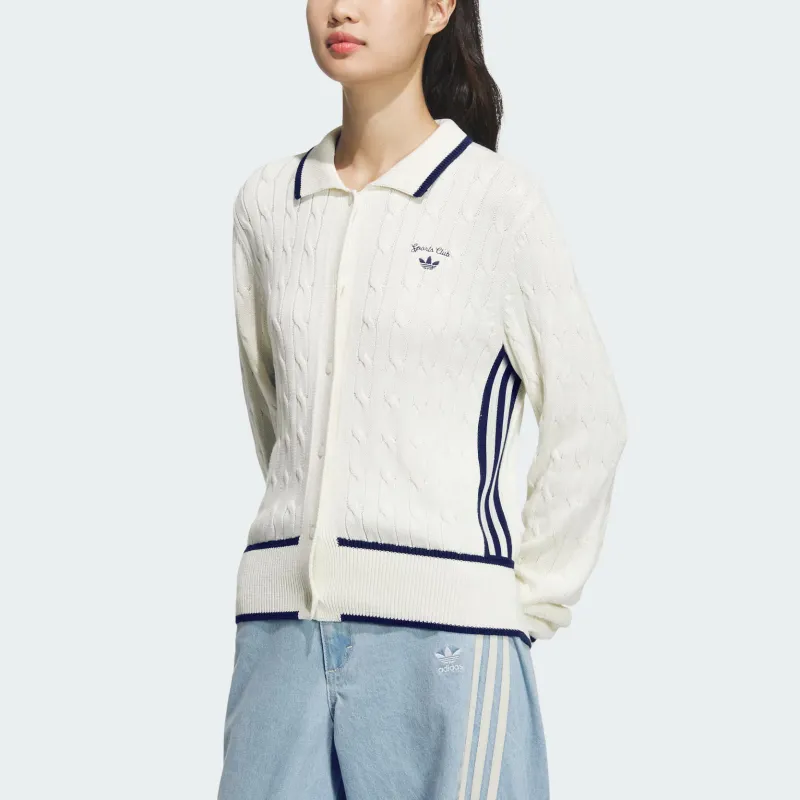 Adidas Originals RETROCARDIGAN SS25 SPORTY CLUB Knitwear Women's Jade White-3