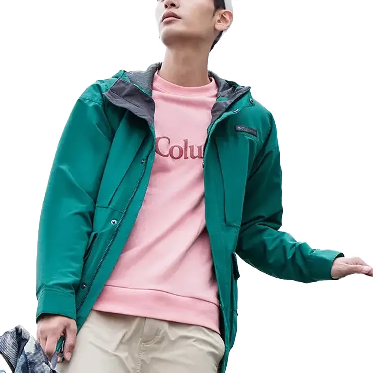 Columbia Hiking Waterproof And Windproof Windbreaker Jacket Men's Green-3