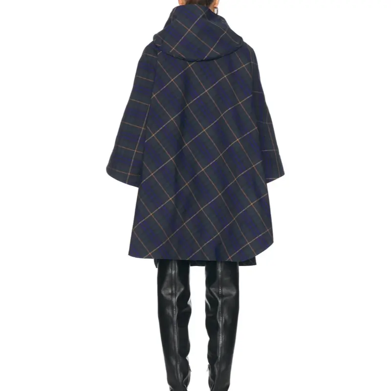 Burberry Ekd Motif Check Pattern Hooded Poncho-1