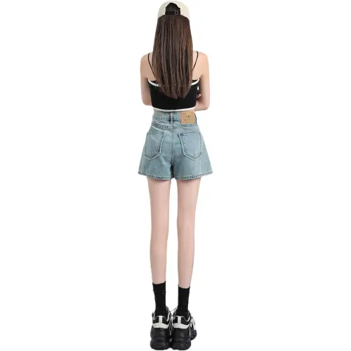 Wen Shan Denim Shorts Women's Nostalgic Blue
