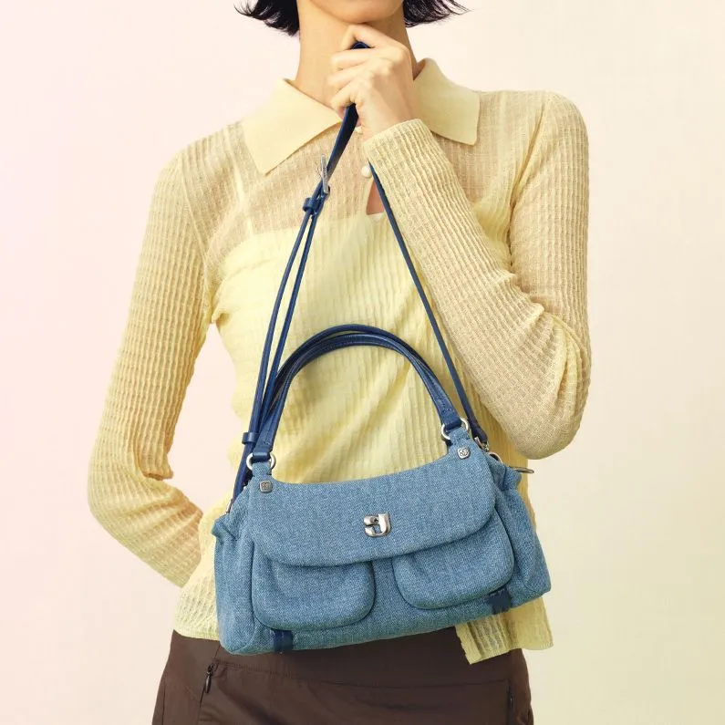 KUNOGIGI Fabric Crossbody One Shoulder Handbag Trumpets Unisex Denim Blue-5