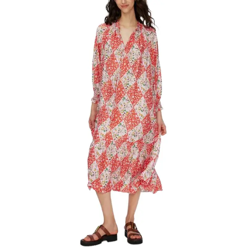 DVF Diane Von Furstenberg SS24 Long-Sleeved Dresses Women's Cherry Blossom Pink-1