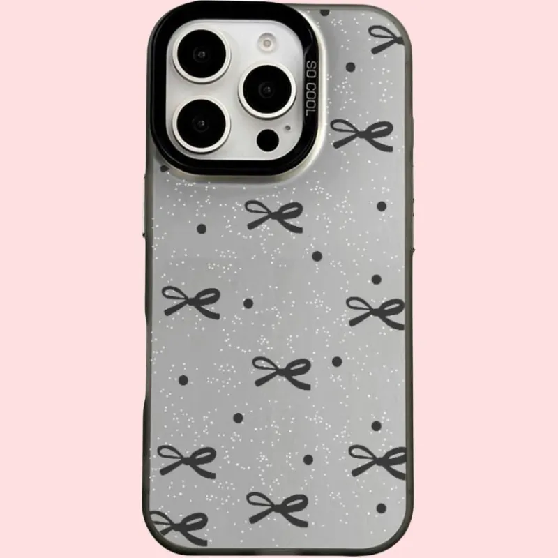 Wei Xin Acrylic Material Shimmer Black Bowknot Phone Cases Compatible With IPhone 16/15 Pro Max/Apple 13/14 Pro/Max-1
