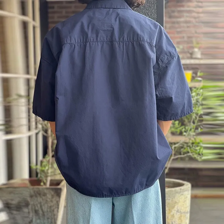 Nanamica SS23 Open Collar Wind Shirt Men's Marine Blue-2