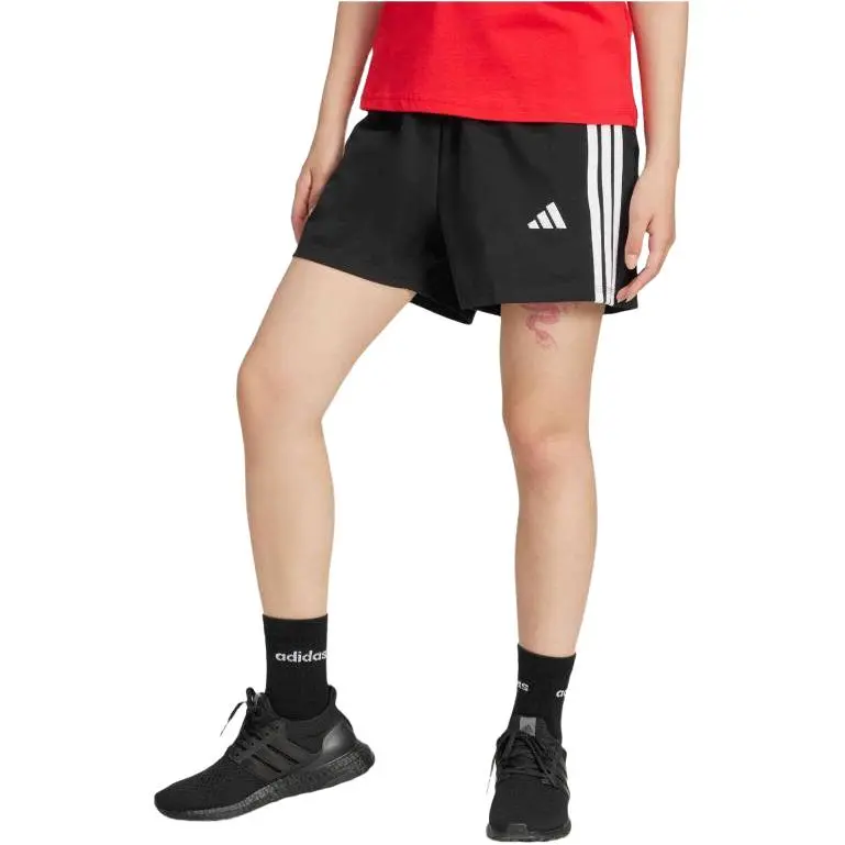 Adidas Women's Essentials 3 Stripes Cotton Shorts Black/White-2