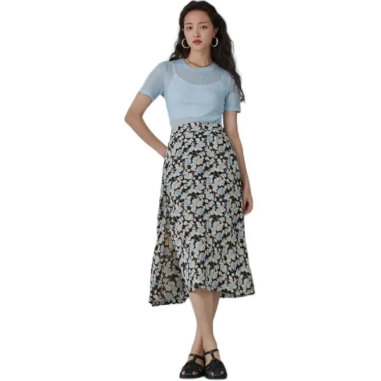 BLUEerror Casual Long Skirt Women's Black-2