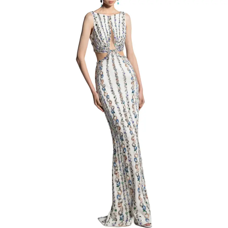 Saiid Kobeisy Beaded Canton crepe Gown-2