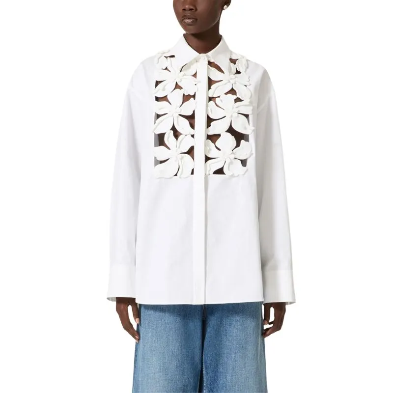 Valentino Floral Cut Out Long Sleeved Shirt-1