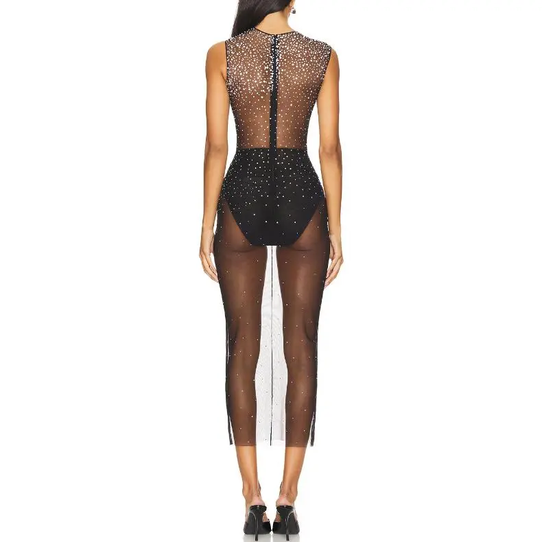 Alex Perry Crystal Mesh Midi Dress-1