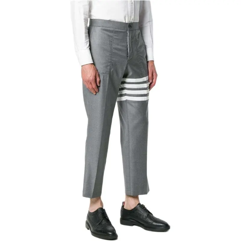 THOM BROWNE· 4 Bar Slanted Pocket Chino Casual Pants Men's Gray-2