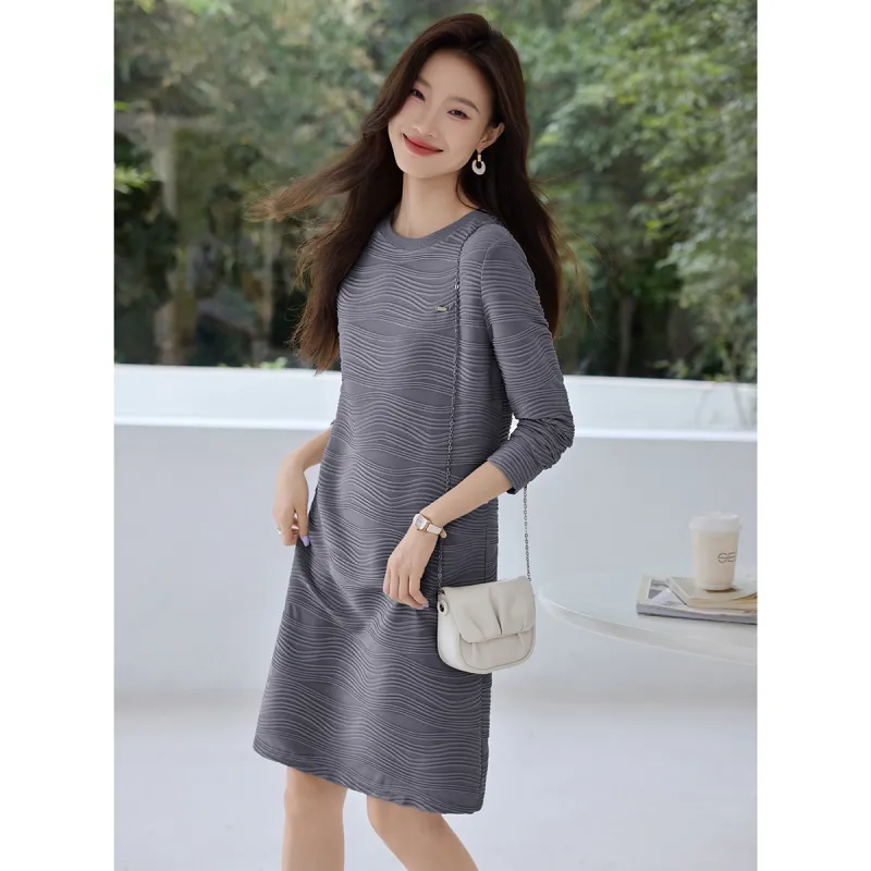 Mo Han Yi Mei Long Sleeved Dresses Women's Blue-4