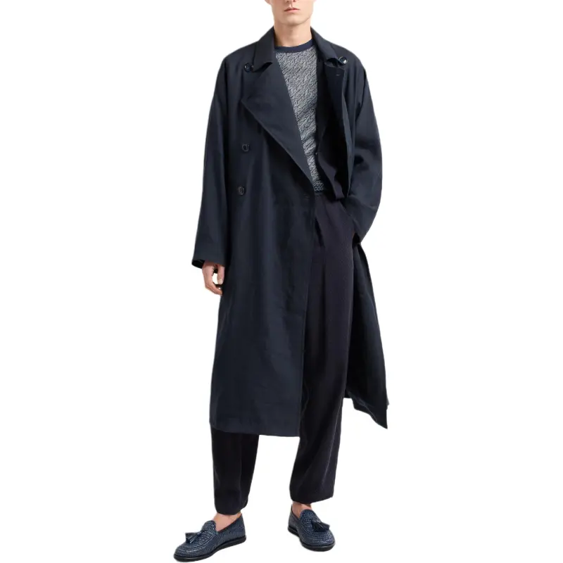 GIORGIO ARMANI Linen And Viscose Double breasted Overcoat-1