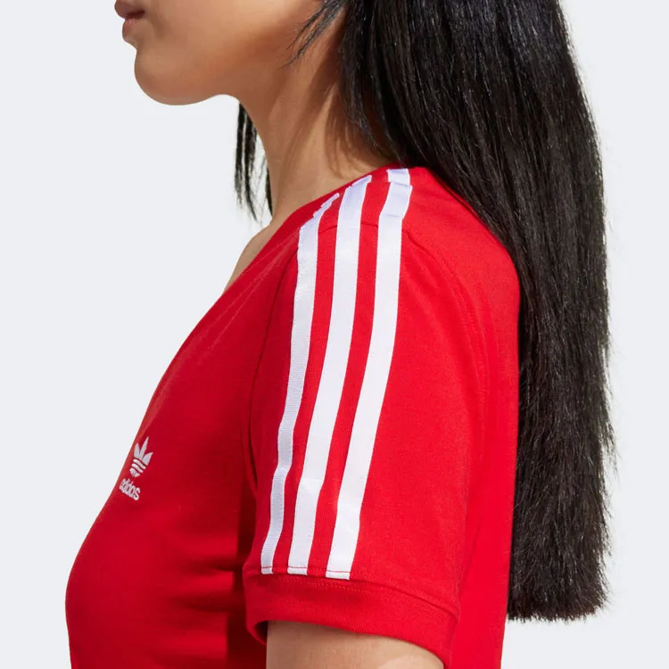 ☆Adidas☆Adicolor 3-Stripes V-Neck Slim Tee Red Adidas Originals Adicolor 3-Stripes V-Neck Slim Tee - POIZON