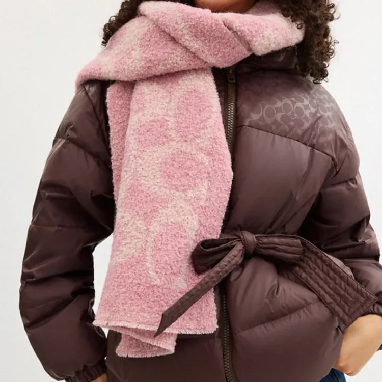 COACH Alpaca Knit Scarves Men's Pink-2