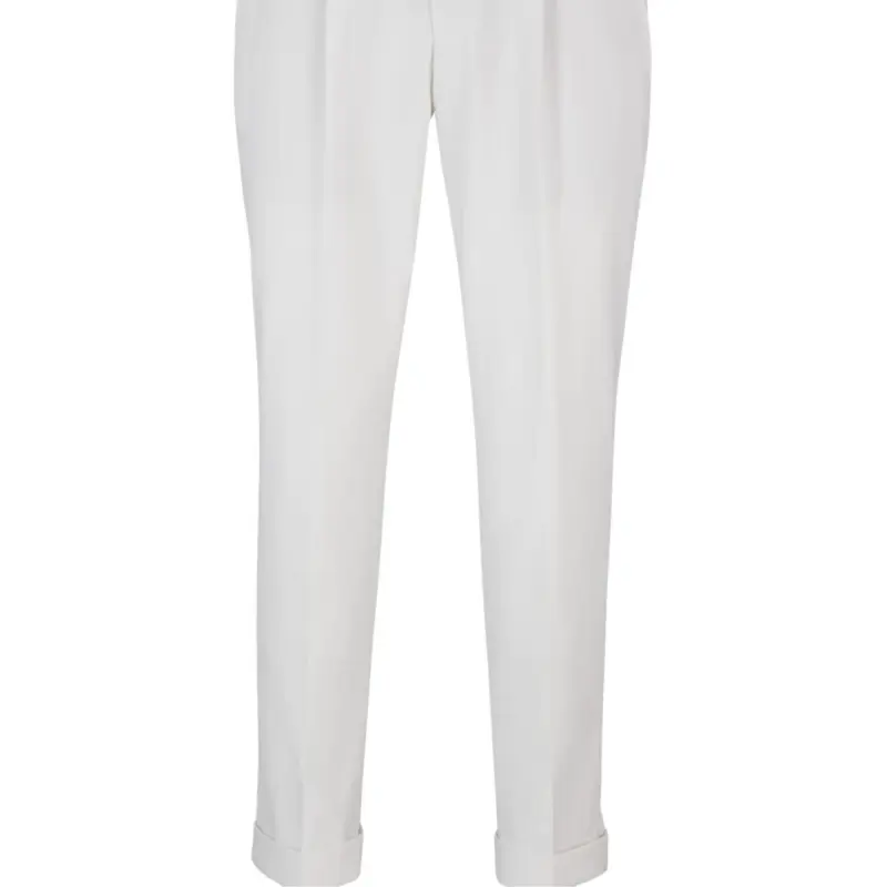 HUGO BOSS Relaxed-Fit Trousers In Stretch Wool Casual Pants Men's White-3