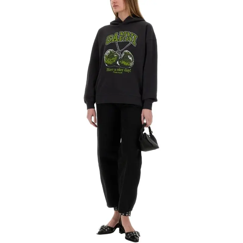 GANNI Oversized Logo Printed Hoodie-2