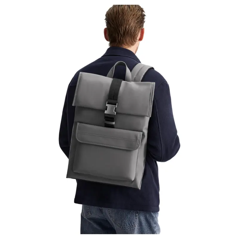 ZARA Polyurethane Backpack Regular Men's Gray-4