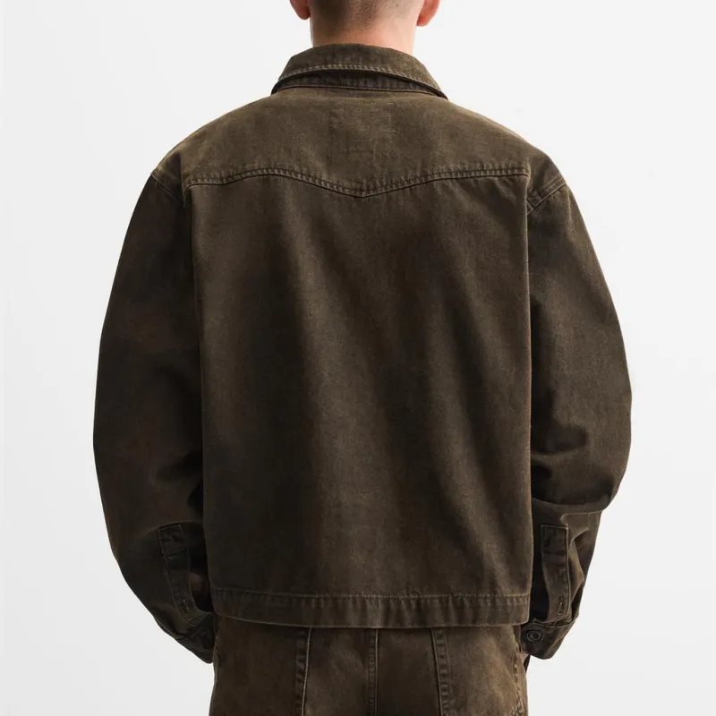 ZARA Denim Jackets Men Brown-4