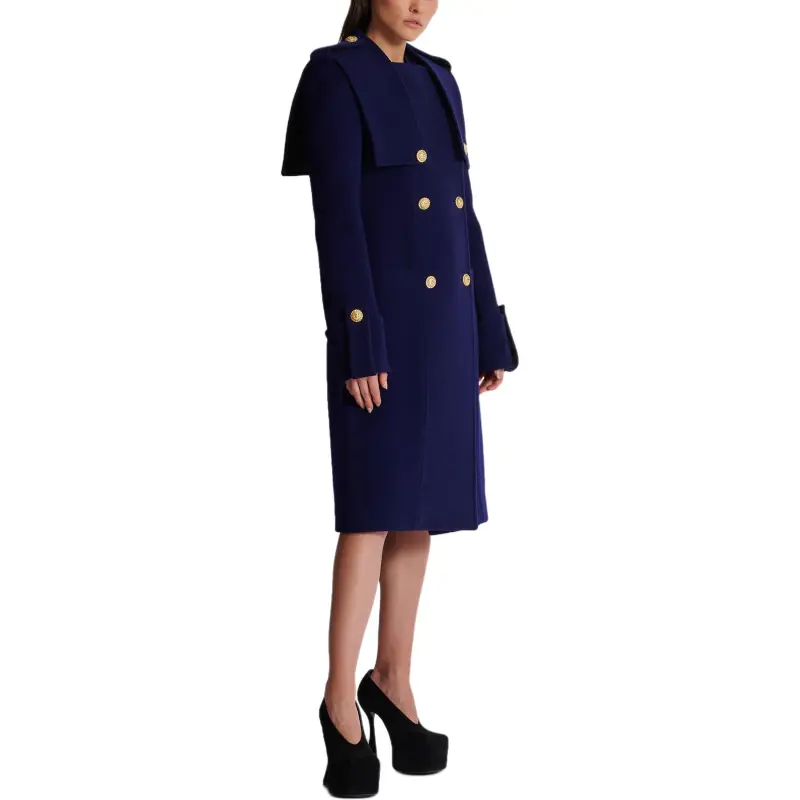BALMAIN Double Breasted Long Sleeved Trench Coat-5