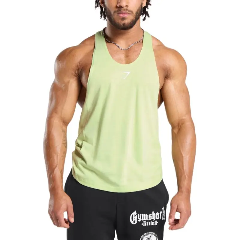 GYMSHARK Tank Top Men's Light Gray Green-1