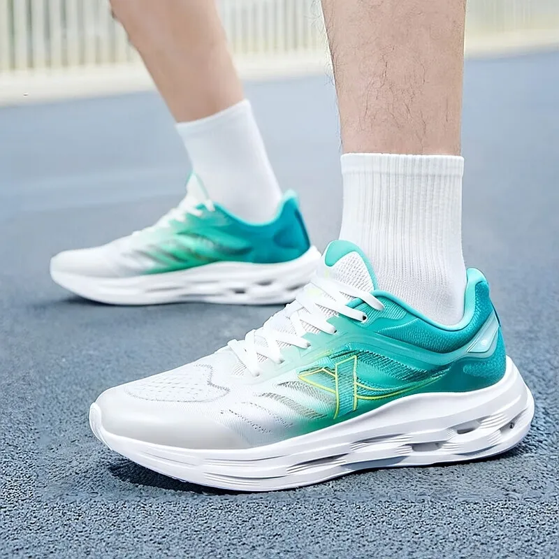 XTEP Breathable Lightweight Low Top Running Shoes Men's White Green-4