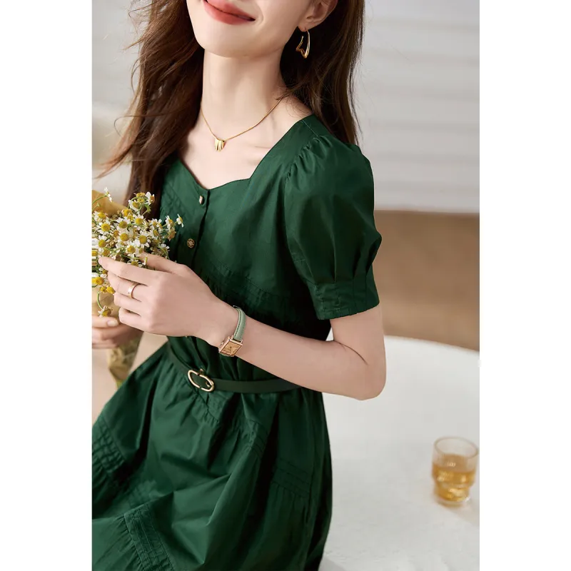 Mo Han Yi Mei Short Sleeved Dresses Women's Green-2