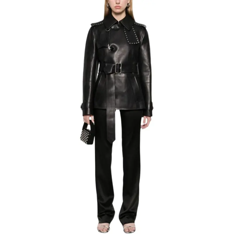 Burberry Belted Collared Trench Jacket-1