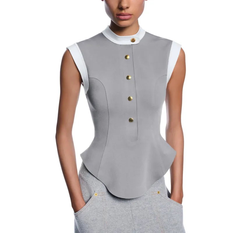 LOUIS VUITTON Technical Jersey Color Block Peplum Top-1