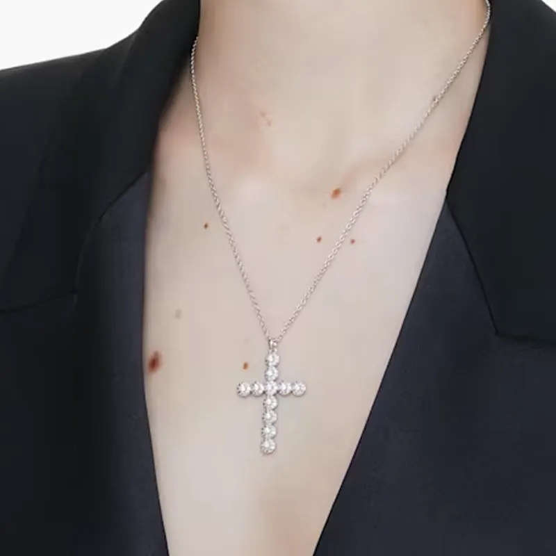 Swarovski Insigne Rhodium Plated Zirconia Necklaces Women's Silver-3